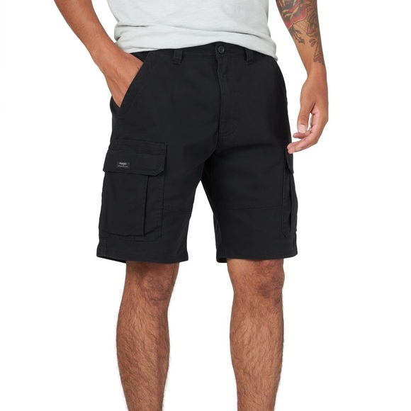 Wrangler Men's Size 38 Cargo Shorts Baggy Black Cotton Casual 9in Inseam - Picture 1 of 5
